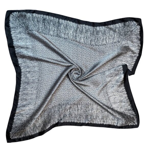 NEW White Black Square Printed Silky Fashion Scarf Geometric Links Fine Lines - Picture 4 of 7